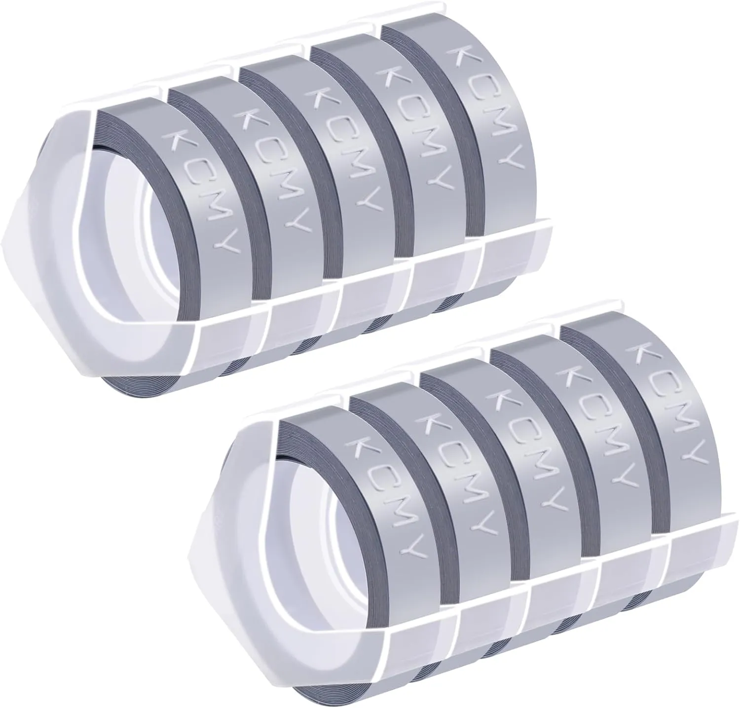 10 Pack Compatible for Dymo 520104 3D Plastic Embossing Label 3/8'' x 9.8' White on Silver Emboss Tape for Organizer Xpress Pro 1570 1595, MoTEX E101 E404 Label Makers