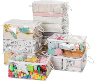 10 PCS Clear Zippered Storage Bags with Handle,Sweater Storage with Zipper,Foldable Closet Organizer Bed Sheet Organizer,Cube Plastic Storage Organizer,Bag,Bin for Clothes,Towel-15.7*11.8*7.9