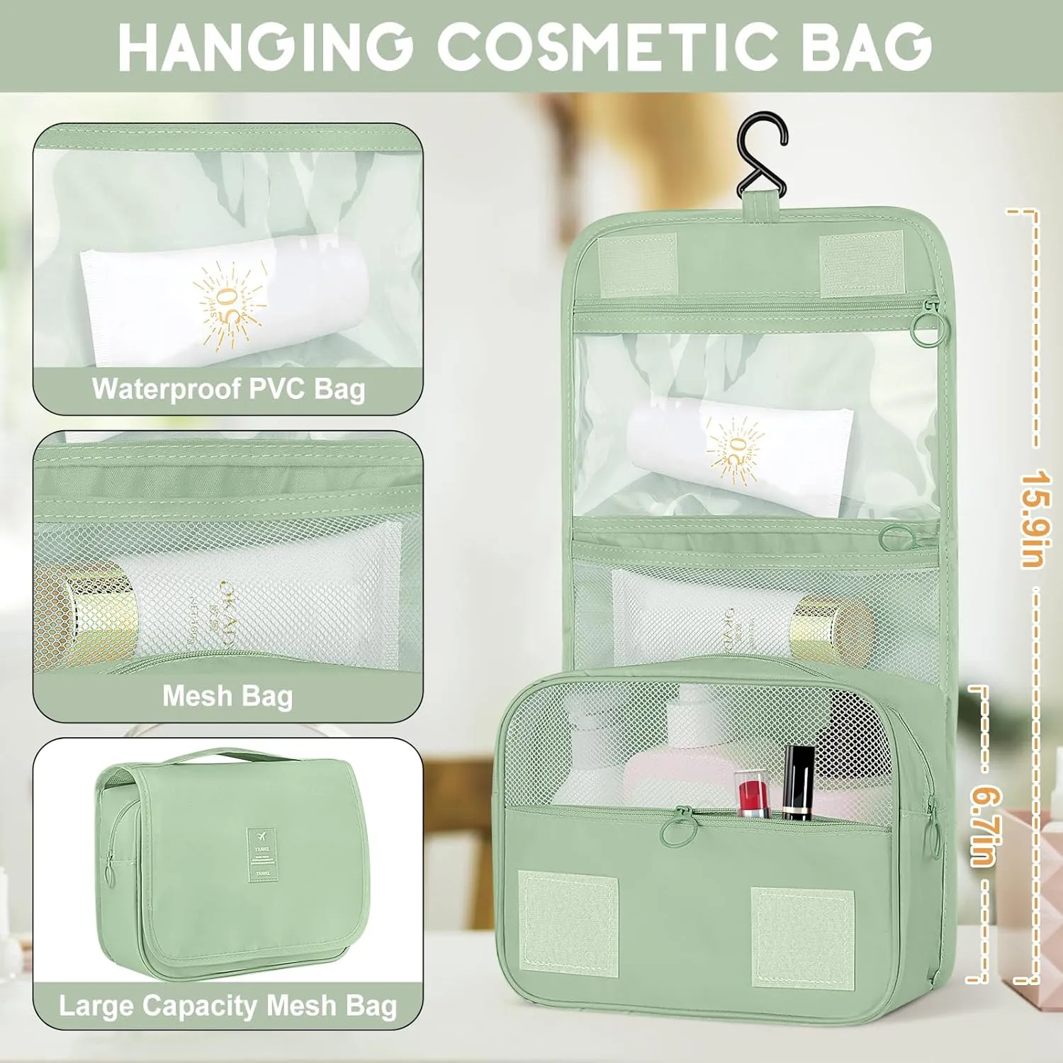 10 Set Packing Cubes for Travel, Luggage Organizer Bags with Hanging Toiletry Bag and Shoe Bag, Travel Packing Cubes for Carry on Suitcase Luggage Accessories Vacation Essentials (Black)
