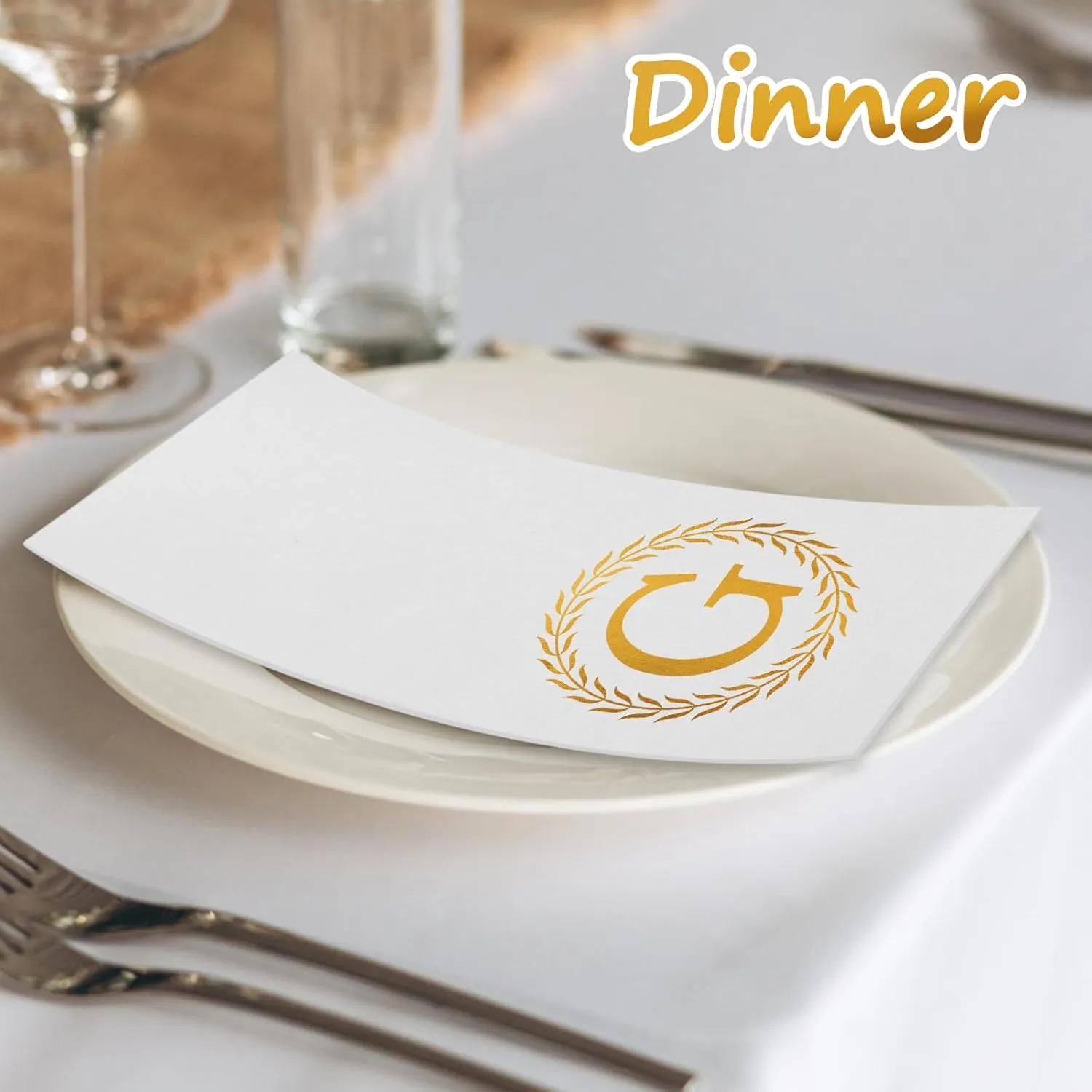 100 Gold Monogram Disposable Napkins - Letter G Hand Towels Decorative, Dinner Napkins for Guest, Monogrammed Hand Towels for Bathroom Wedding Birthday Party Baby Shower