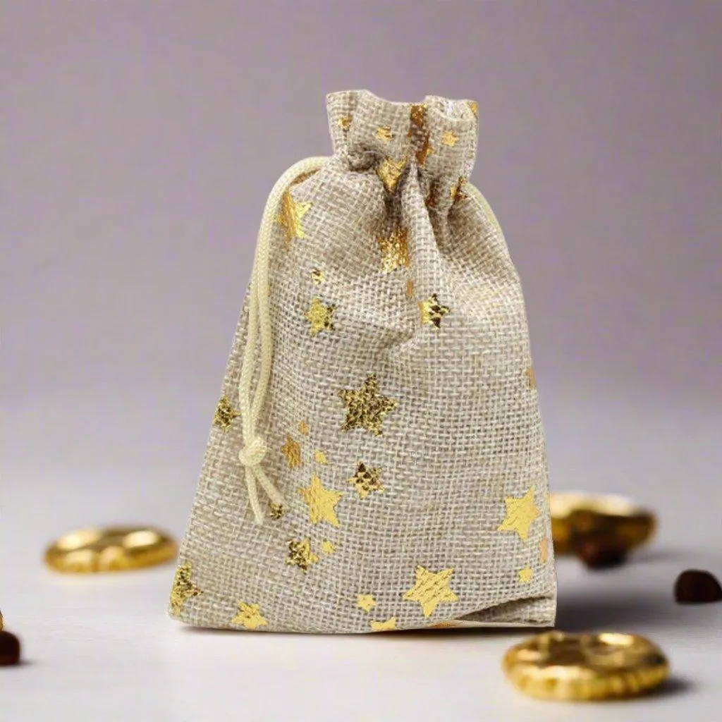 10x14 CM | Original  Printed | Printed Potli Jute Bag | Gift Return Gifts Bags |  Drawstring Bags | Pack Of 10