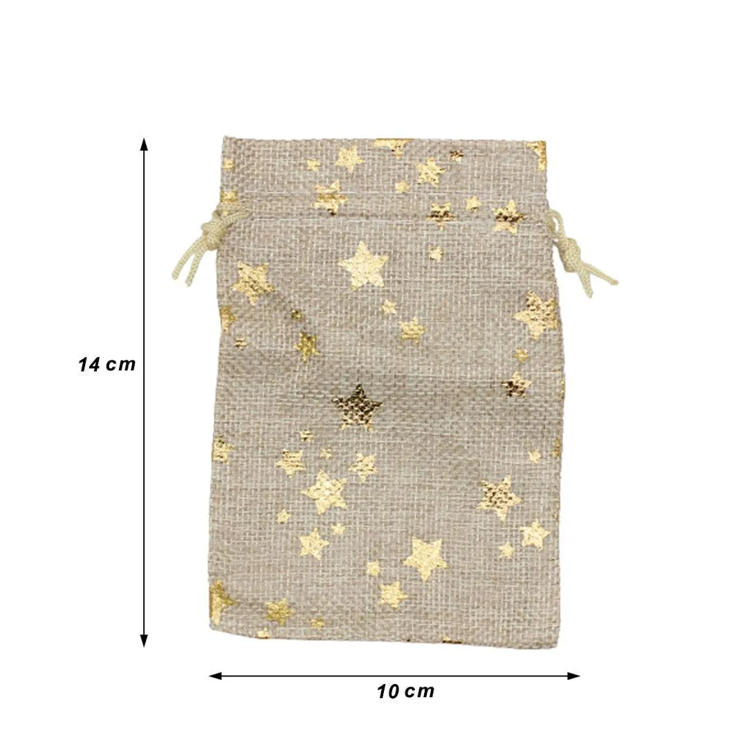 10x14 CM | Original  Printed | Printed Potli Jute Bag | Gift Return Gifts Bags |  Drawstring Bags | Pack Of 10