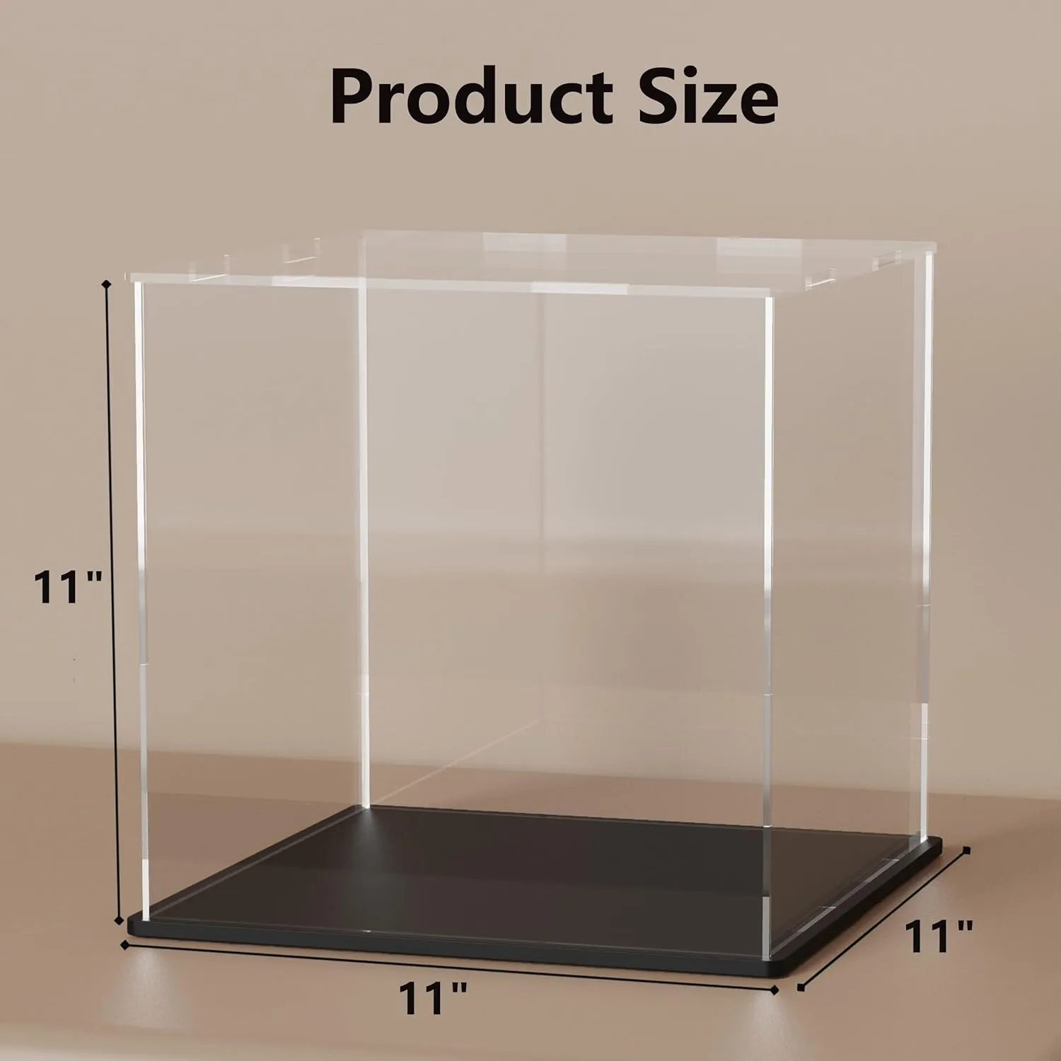 11 Inch Acrylic Case for Display, Clear Display Acrylic Box for Collectibles, Alternative Glass Case with Matt Black Stand for Display Action Figures
