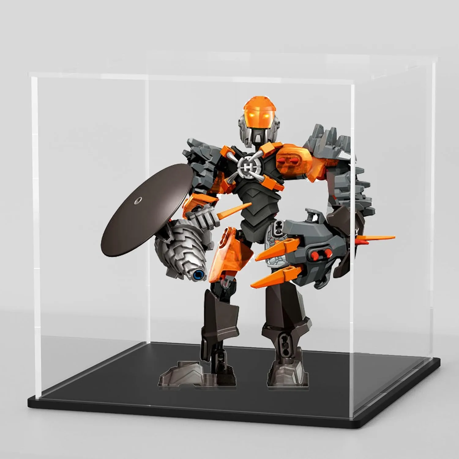 11 Inch Acrylic Case for Display, Clear Display Acrylic Box for Collectibles, Alternative Glass Case with Matt Black Stand for Display Action Figures