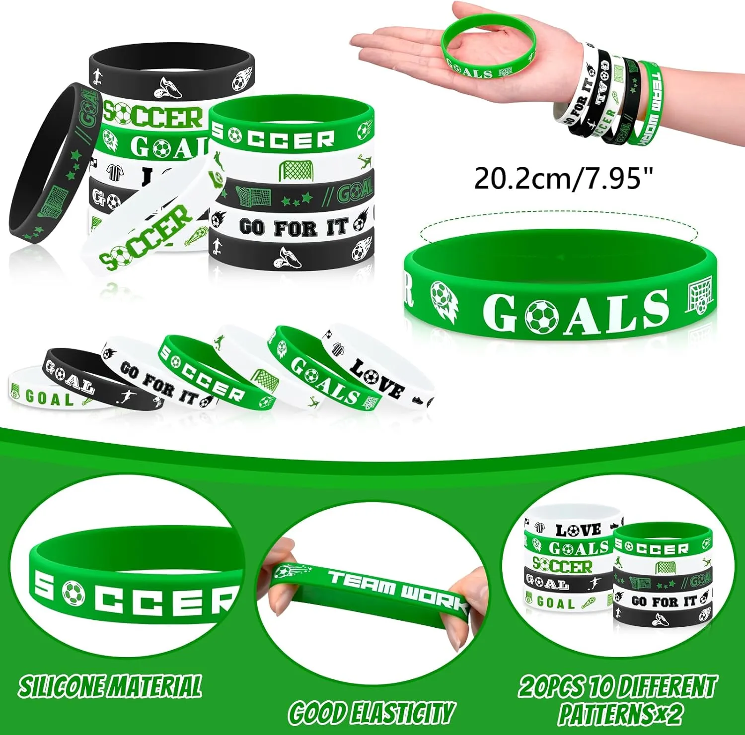 110 Pcs Soccer Party Favors Drawstring Bags with Keychains Silicone Bracelets Stickers Soccer Goodie Bags Gift Bags for Sports Birthday Party Supplies Soccer Themed