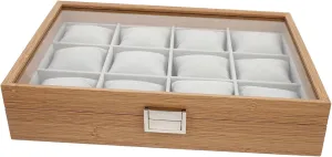 12 Wood Watch Case Organizer with Slots Decorative Display Box for Watches Lined for Home Retail Use