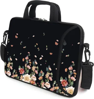 13.3" Laptop Bag Adjustable Shoulder Strap with Handle Accessory Pocket fits 11.6" 12" 12.1" 13" 13.3" Laptops (Flowers)