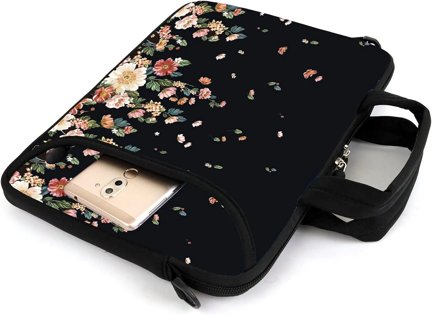 13.3" Laptop Bag Adjustable Shoulder Strap with Handle Accessory Pocket fits 11.6" 12" 12.1" 13" 13.3" Laptops (Flowers)