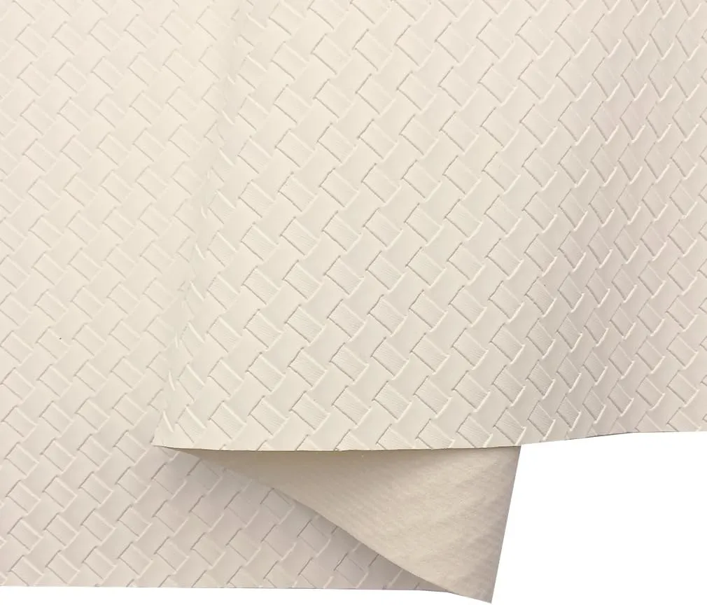 16" x 54" Braided Faux Leather Roll 40x135cm Embossed Basket Weave Texture Synthetic Leather Fabric for Making Leaf Earrings Hair Bow Handbag and DIY Crafts-White
