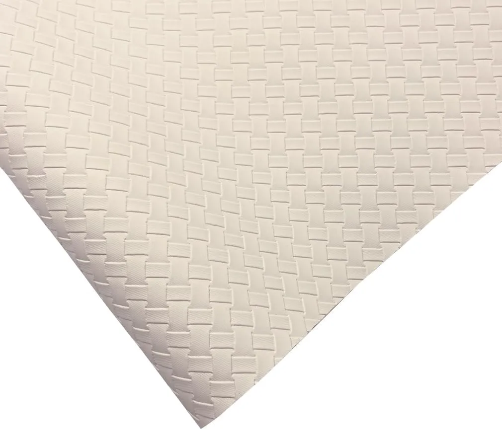 16" x 54" Braided Faux Leather Roll 40x135cm Embossed Basket Weave Texture Synthetic Leather Fabric for Making Leaf Earrings Hair Bow Handbag and DIY Crafts-White