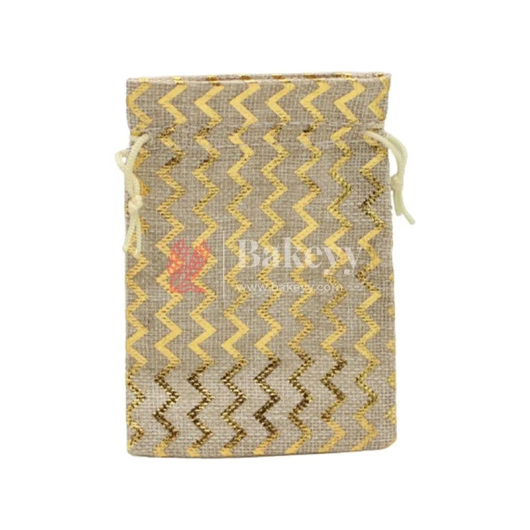 16x20 CM | Original Printed | Printed Potli Jute Bag | Gift Return Gifts Bags |  Drawstring Bags | Pack Of 10