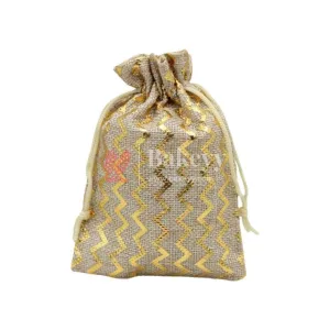 16x20 CM | Original Printed | Printed Potli Jute Bag | Gift Return Gifts Bags |  Drawstring Bags | Pack Of 10