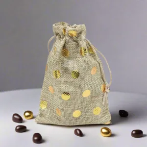 18x24 CM | Original Printed | Printed Potli Jute Bag | Gift Return Gifts Bags |  Drawstring Bags | Pack Of 10