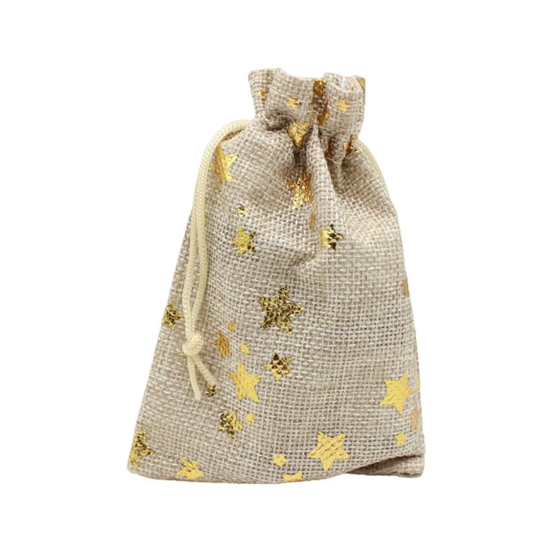 18x24 CM | Original Printed | Printed Potli Jute Bag | Gift Return Gifts Bags |  Drawstring Bags | Pack Of 10