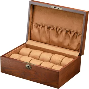1pc Durable Solid Wood Watch Storage Box Compartments Practical Jewelry Display Case for Watches Bracelets and Necklaces Elegant Design for Organizing and Protecting Your