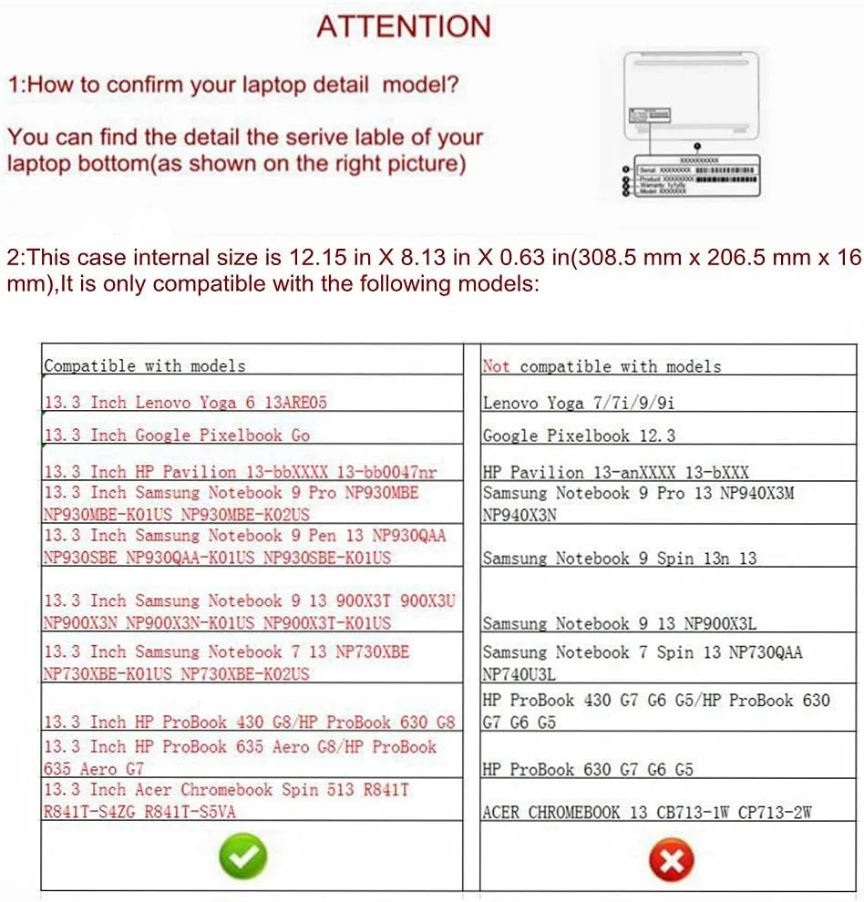 2 in 1 Protective Case Cover   Portable Bag for 13.3" Lenovo Yoga 6 13ARE05 & Google Pixelbook Go & HP Pavilion 13-bbXXXX Laptop[NOT fit Google Pixelbook 12.3/HP Pavilion 13-anXXXX],Black
