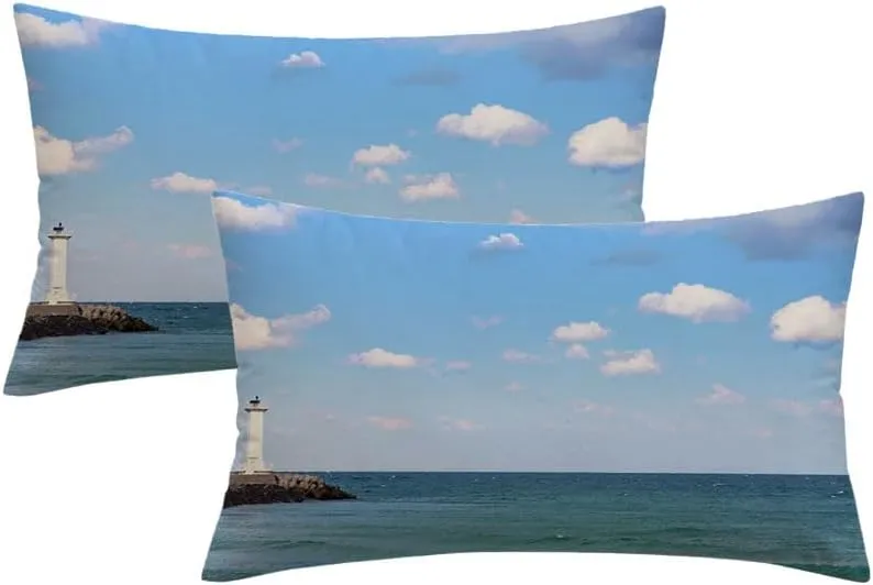 2 Pack Decorative Square Throw Pillow Cases Velvet Beautiful Ocean Landscape Jeju Natural Jejusi Margin Island Korea in Cloud Scenery Nature Republic Cushion Cover 12x20 Inch for Couch Bedroom Car