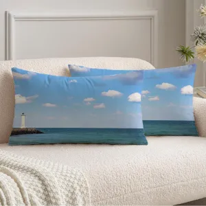2 Pack Decorative Square Throw Pillow Cases Velvet Beautiful Ocean Landscape Jeju Natural Jejusi Margin Island Korea in Cloud Scenery Nature Republic Cushion Cover 12x20 Inch for Couch Bedroom Car