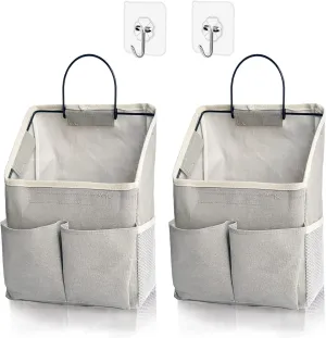 2 Pack Wall Hanging Storage Bag,Wall Hanging Organizer bags with Pockets, Wall Organizer Storage for Dormitory Bathroom Bedroom (Grey-upgraded)…