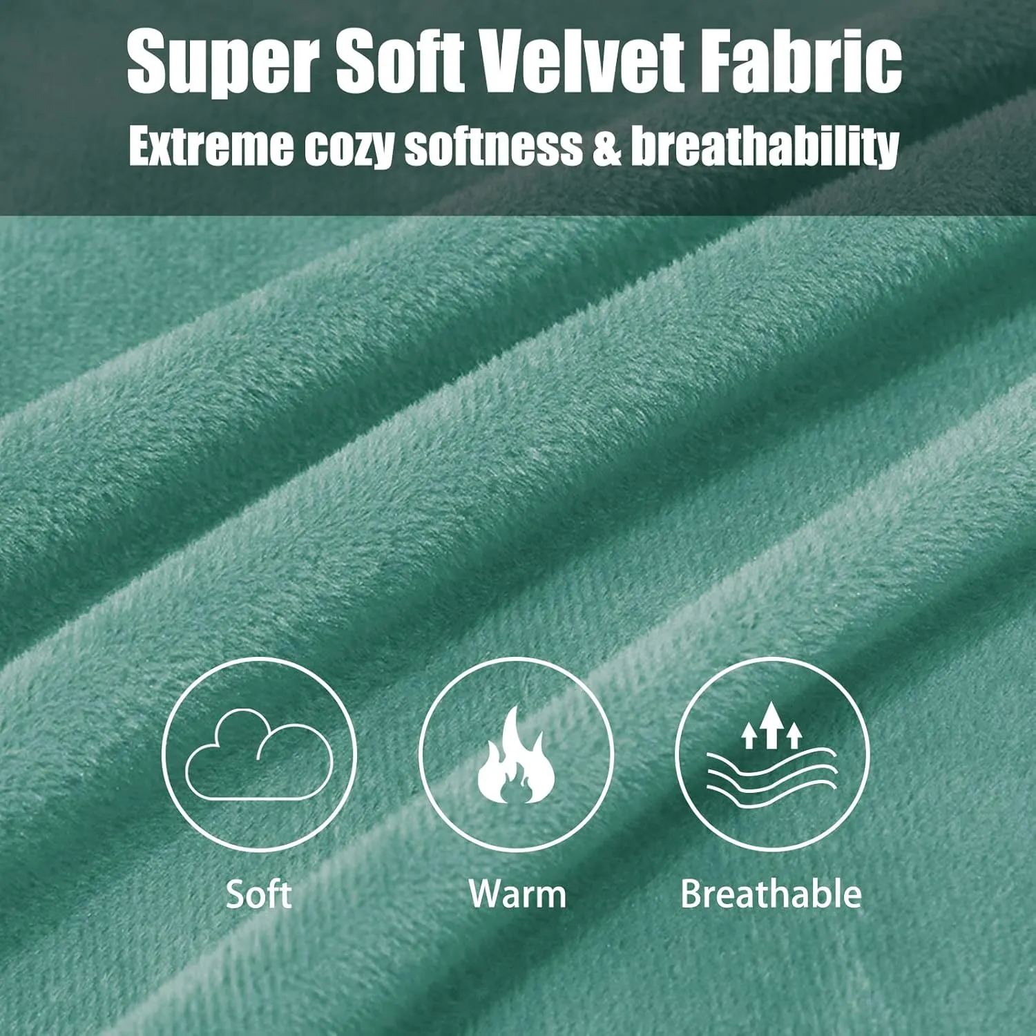 2 Pack Zippered Velvet Standard Pillowcases, Super Soft and Cozy Luxury Fuzzy Flannel Pillow Cases with Zipper, 20x26 Inches, Green