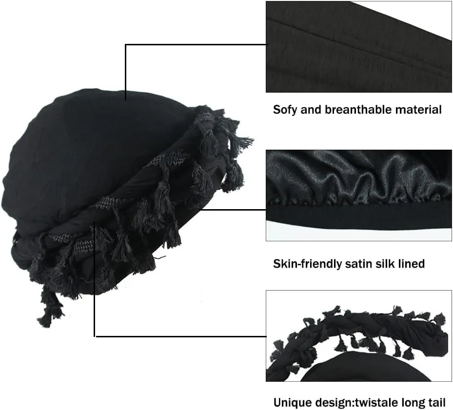 2 Pc Turban Head Wraps for Men Satin Lined Turban for Women Vintage Twist Velvet Durags Gifts