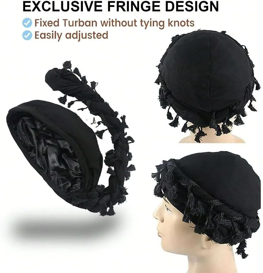 2 Pc Turban Head Wraps for Men Satin Lined Turban for Women Vintage Twist Velvet Durags Gifts