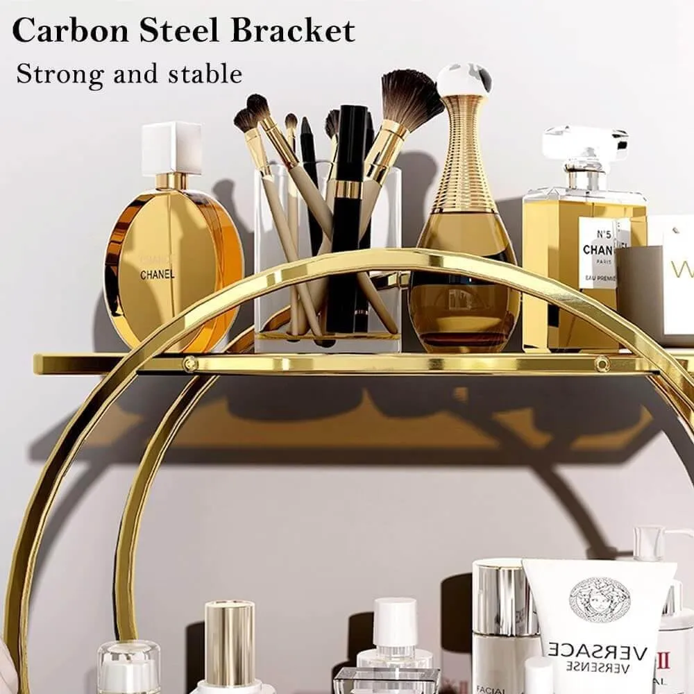 2 Tier Perfume Organizer for Dresser, Bathroom Counter Storage, Gold Accessories Makeup Tray for Vanity, Skincare Cosmetic Display Holder