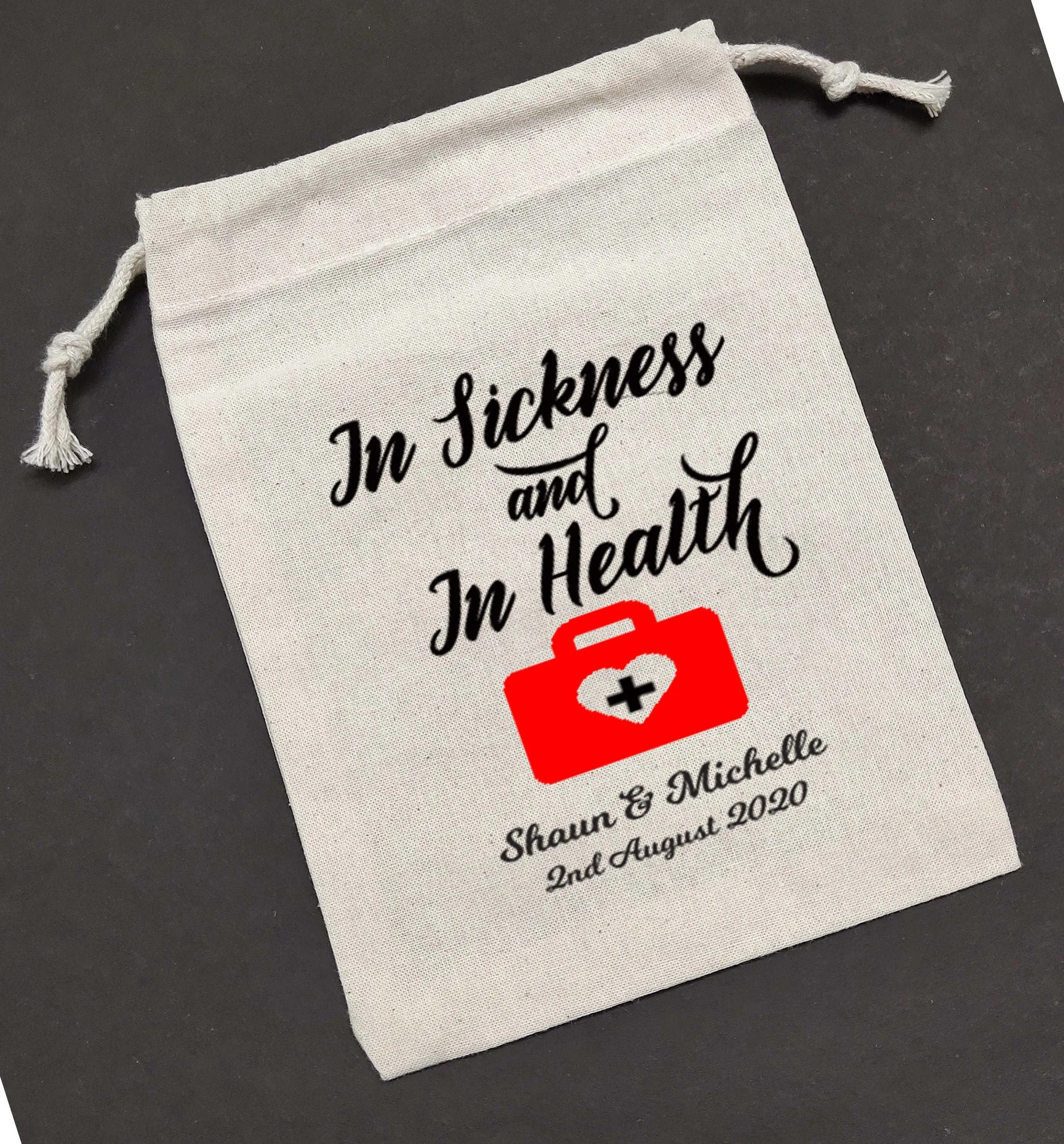 20-100 Sets of In Sickness and In Health bags,wedding Survival Kit,wedding Recovery Kit,Wedding Emergency kit,asprin kit,hangover survival
