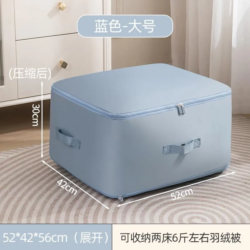 2024 New Space Saving Self Compression Organizer,Compression Duvet Storage Bag Large Capacity,Self Compression Moving Organizer Bags Heavy Duty Moving Bags for Comforters, Beige