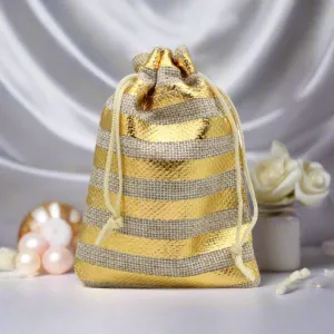 22x31 CM | Original Printed | Printed Potli Jute Bag | Gift Return Gifts Bags |  Drawstring Bags | Pack Of 10
