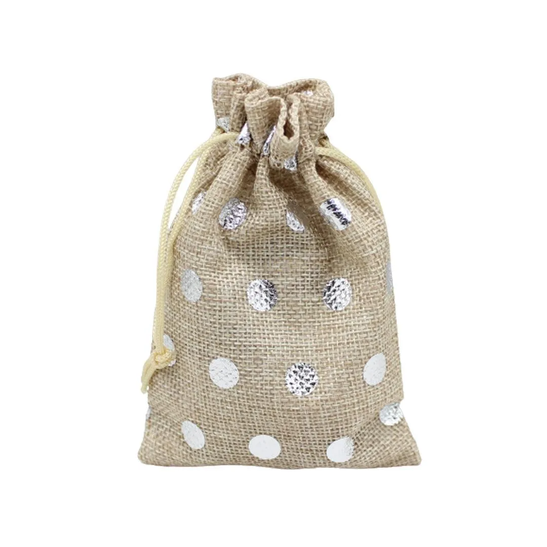 22x31 CM | Original Printed | Printed Potli Jute Bag | Gift Return Gifts Bags |  Drawstring Bags | Pack Of 10