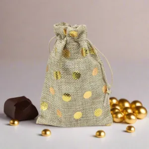22x31 CM | Original Printed | Printed Potli Jute Bag | Gift Return Gifts Bags |  Drawstring Bags | Pack Of 10