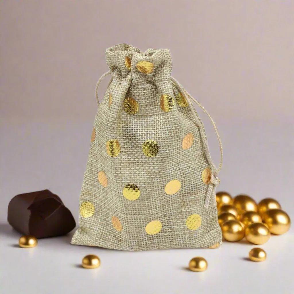 22x31 CM | Original Printed | Printed Potli Jute Bag | Gift Return Gifts Bags |  Drawstring Bags | Pack Of 10