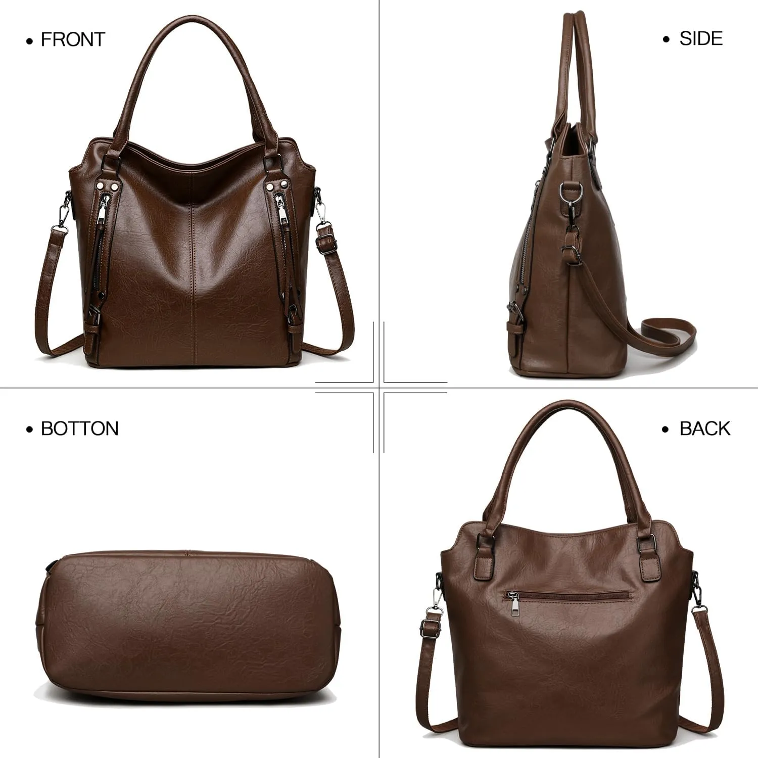 2E-youth Purses for Women Large Tote Women's Handbag Set Faux Leather Hobo Crossbody Bag 4pcs
