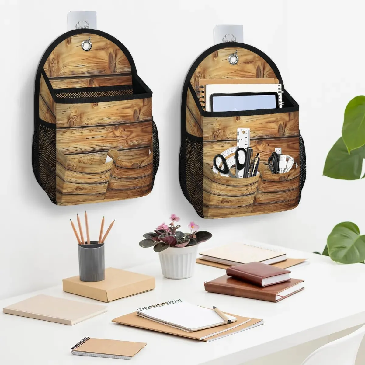 2pcs Wall Hanging Organizer Bag Plank Wall Hanging Storage Bag with Pockets Wall Organizer Storage for Kitchen, Bedroom, Bathroom, RV Camper