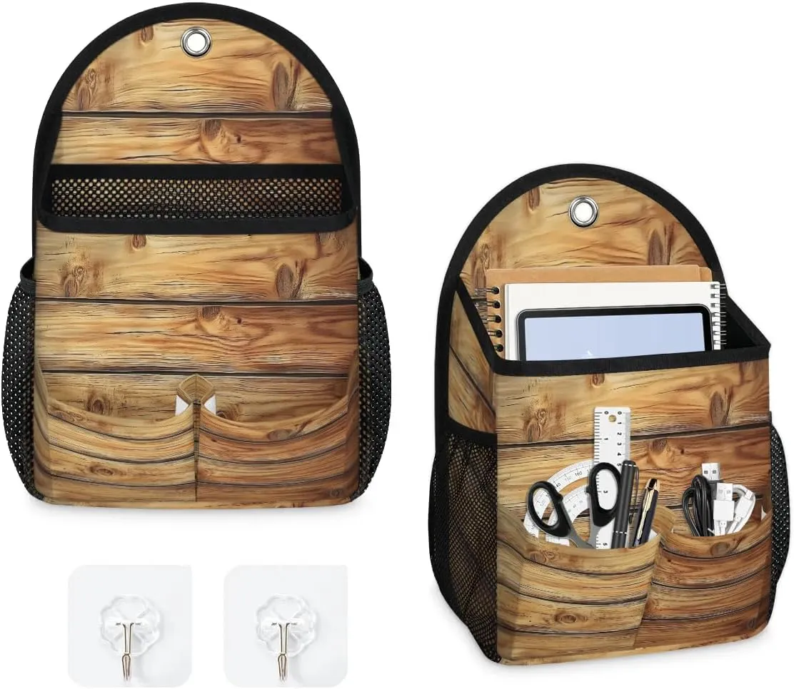 2pcs Wall Hanging Organizer Bag Plank Wall Hanging Storage Bag with Pockets Wall Organizer Storage for Kitchen, Bedroom, Bathroom, RV Camper