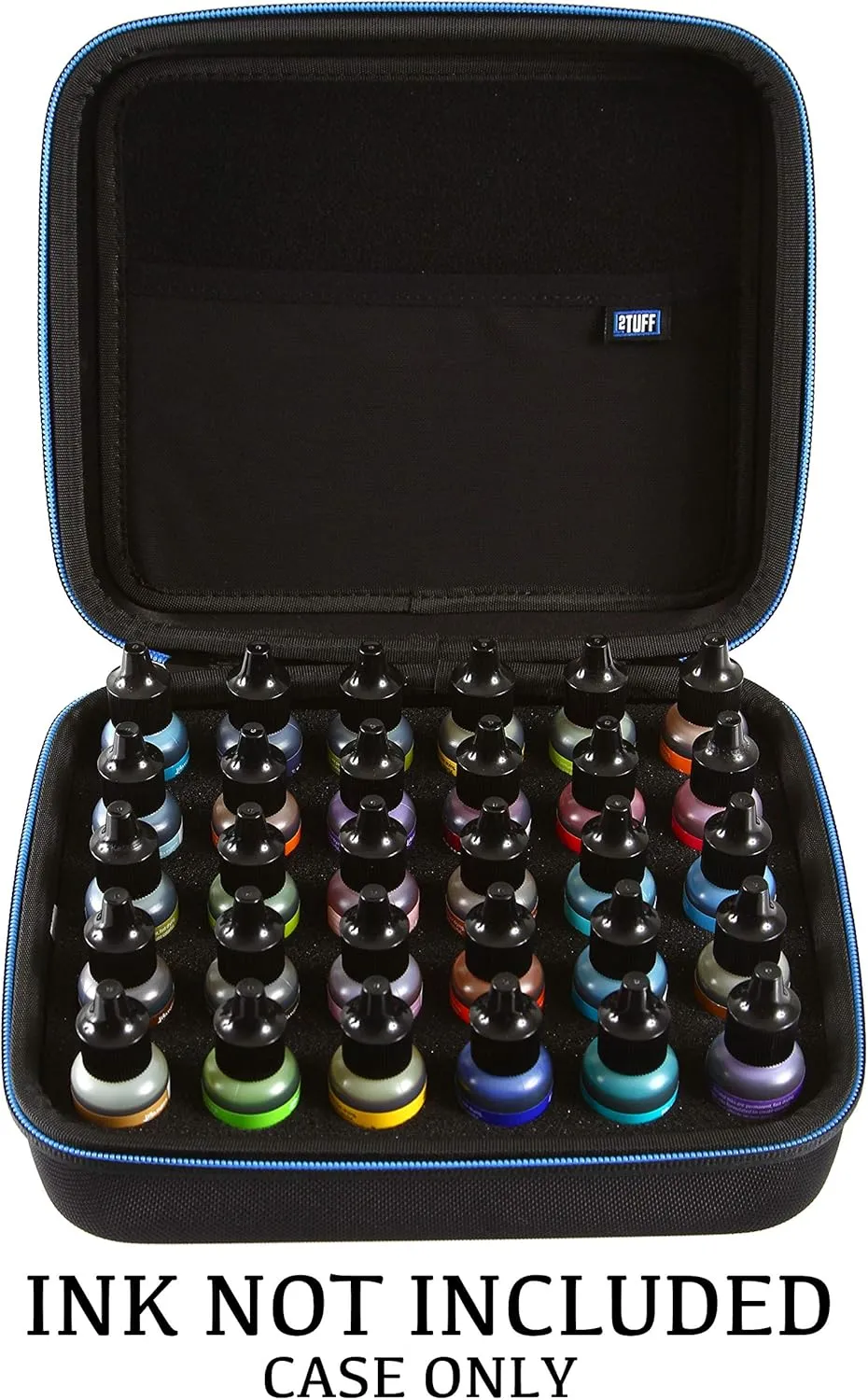 2TUFF Alcohol Ink Storage Case and Paint Carry Case - Fits up to 30 bottles - Alcohol Ink Case and Miniature Paint Organizer for Ink and Paints with Foam Insert and Inner Storage Pocket