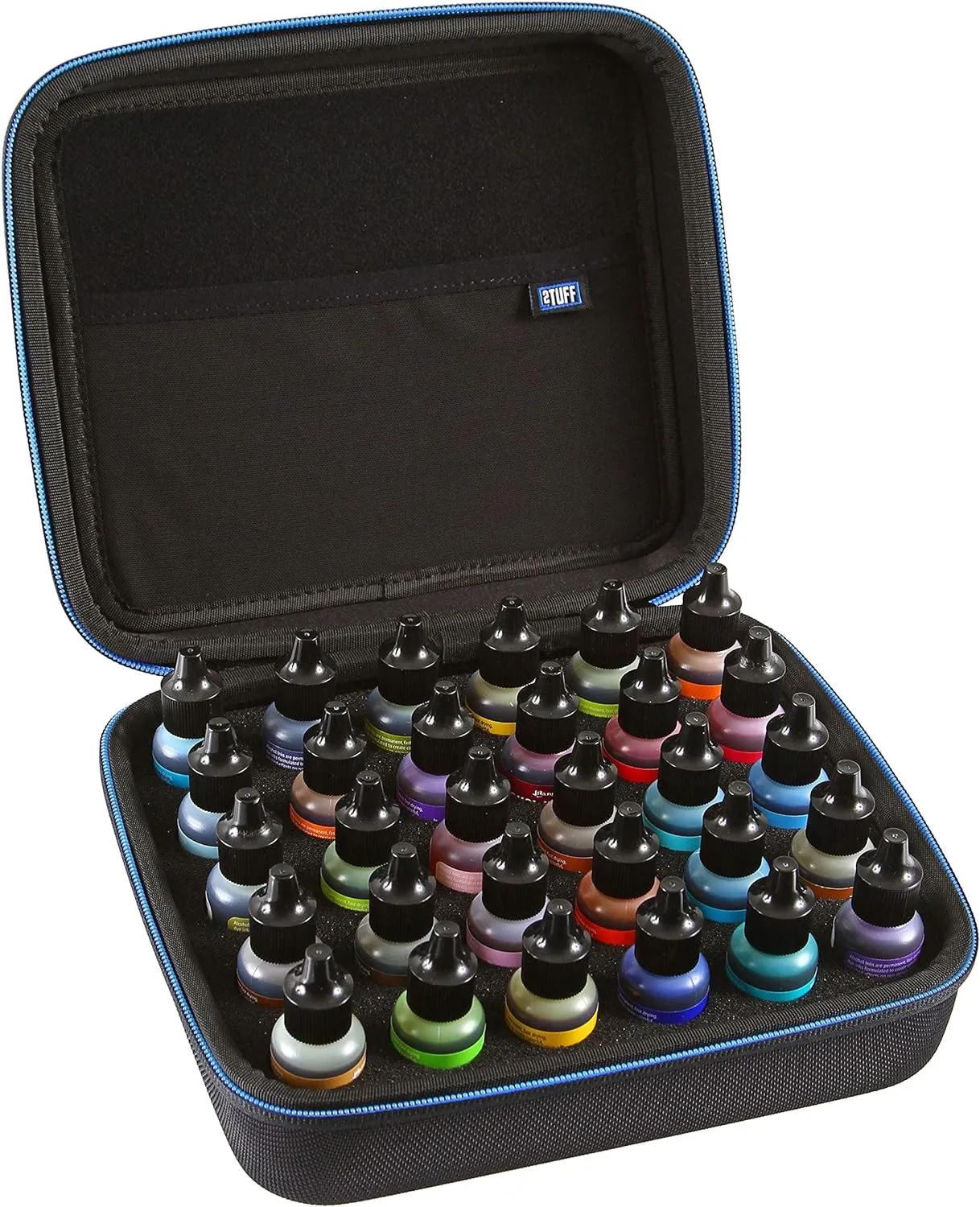 2TUFF Alcohol Ink Storage Case and Paint Carry Case - Fits up to 30 bottles - Alcohol Ink Case and Miniature Paint Organizer for Ink and Paints with Foam Insert and Inner Storage Pocket