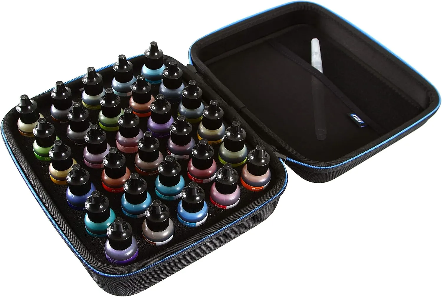 2TUFF Alcohol Ink Storage Case and Paint Carry Case - Fits up to 30 bottles - Alcohol Ink Case and Miniature Paint Organizer for Ink and Paints with Foam Insert and Inner Storage Pocket