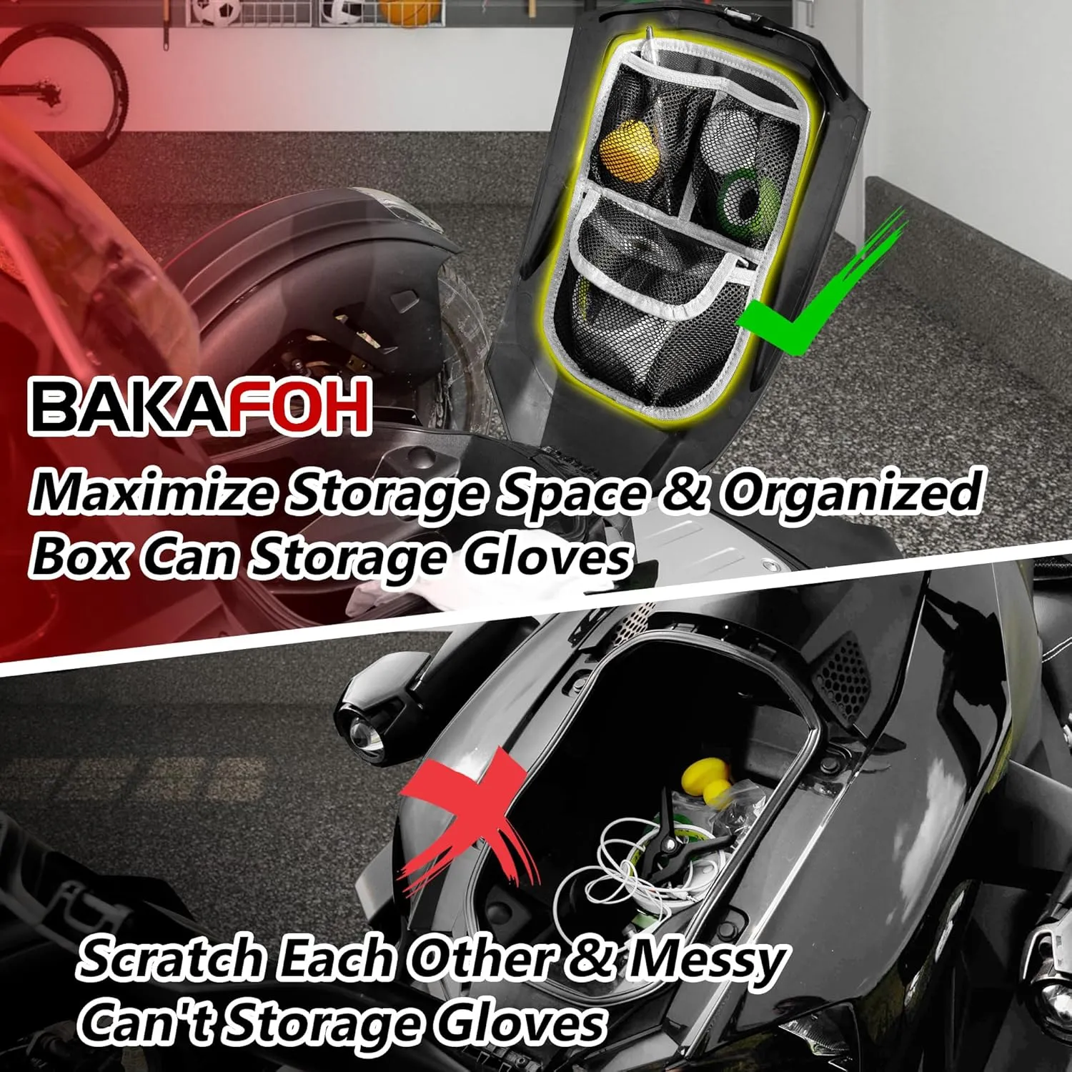 3 Mesh Pockets Front Trunk Lid Organizer Frunk Tool Storage Bag For Can Am Ryker 600 900 Sport Rally Edition 2019-2025 Accessories (Black w/Gray Piping)