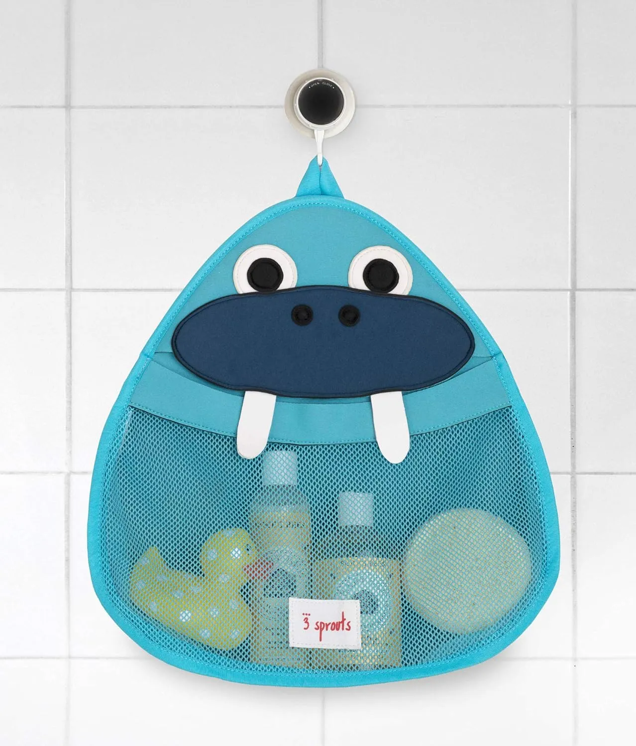 3 Sprouts Hanging Bath Toy Holder for Bathtub - Storage Caddy with Baby Organizer - Shower & Bath Tub Toy Storage Basket, Walrus