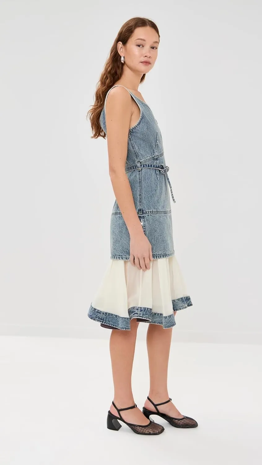 3.1 Phillip Lim Women's Sleeveless Belted Dress with Chiffon Combo