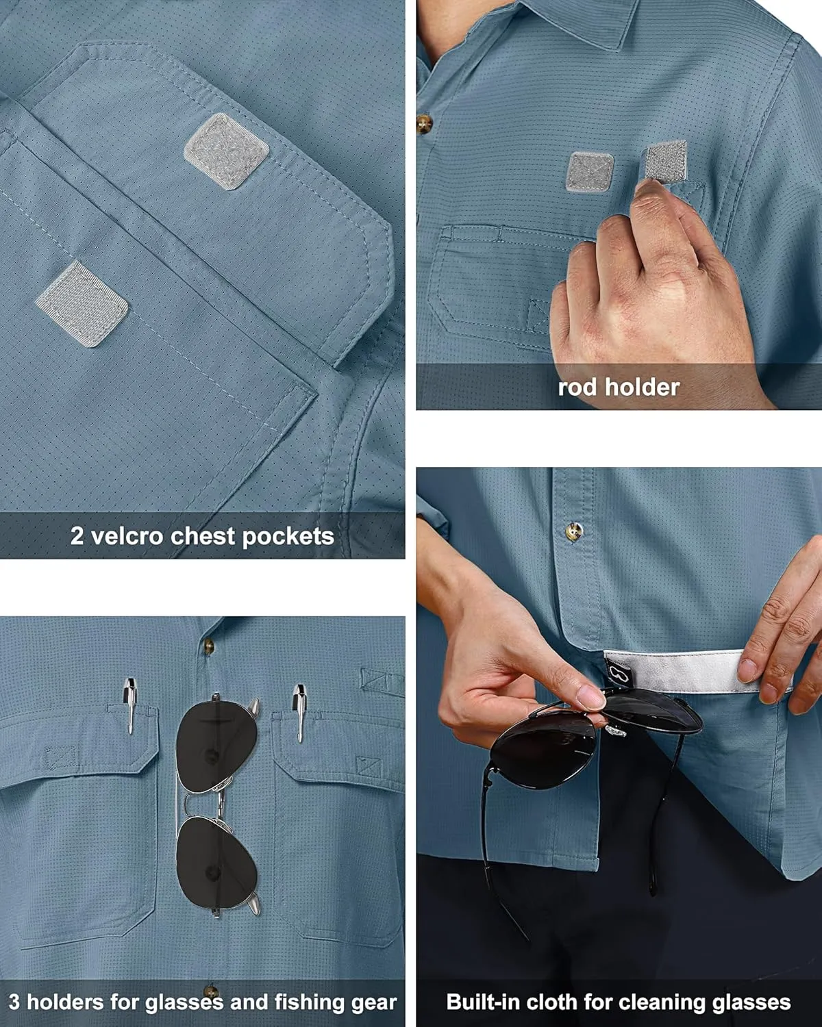 33,000ft Men's UPF 50  UV Short Sleeve Hiking Fishing Shirt Quick Dry Cooling PFG Sun Protection Shirt for Travel Safari