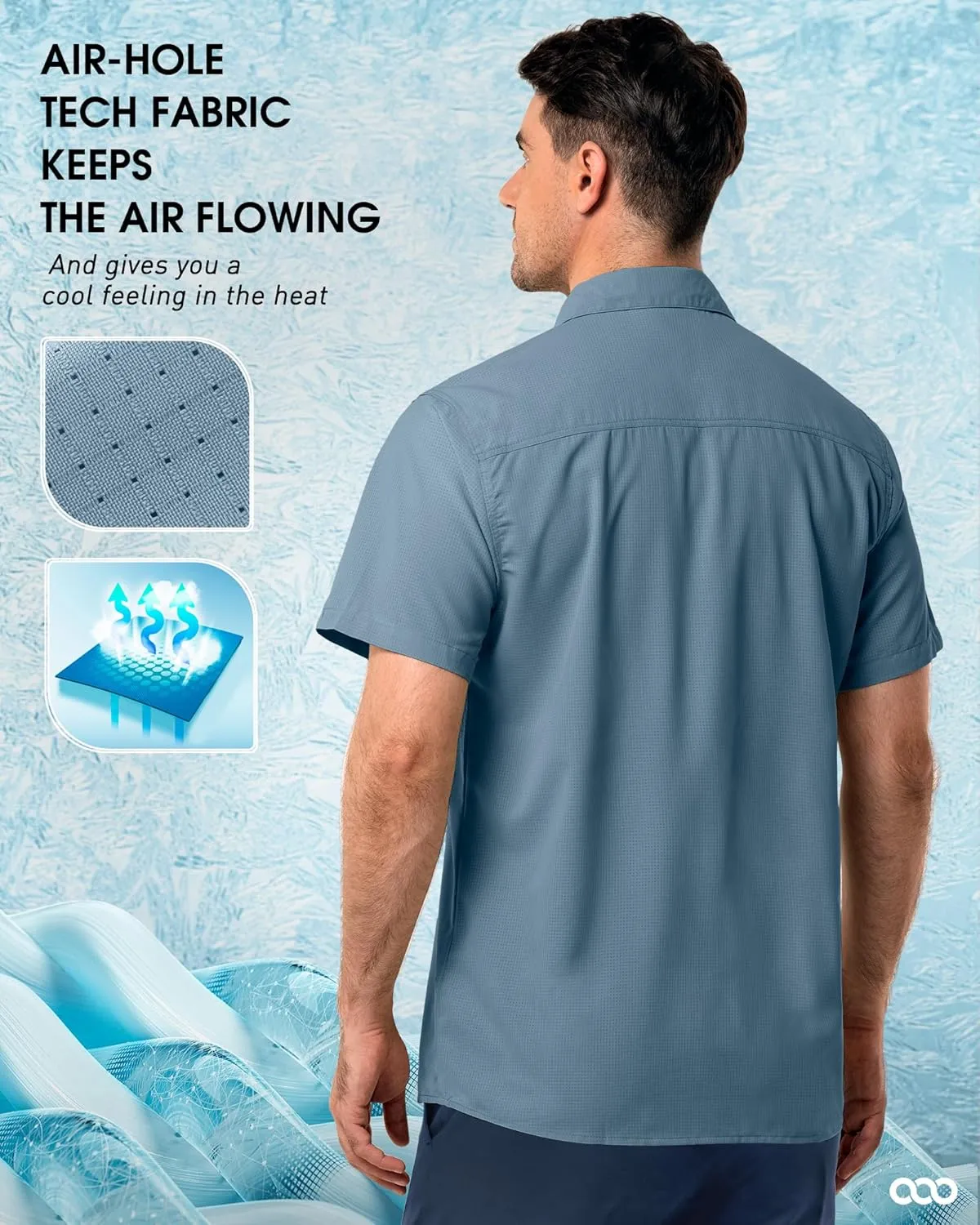 33,000ft Men's UPF 50  UV Short Sleeve Hiking Fishing Shirt Quick Dry Cooling PFG Sun Protection Shirt for Travel Safari