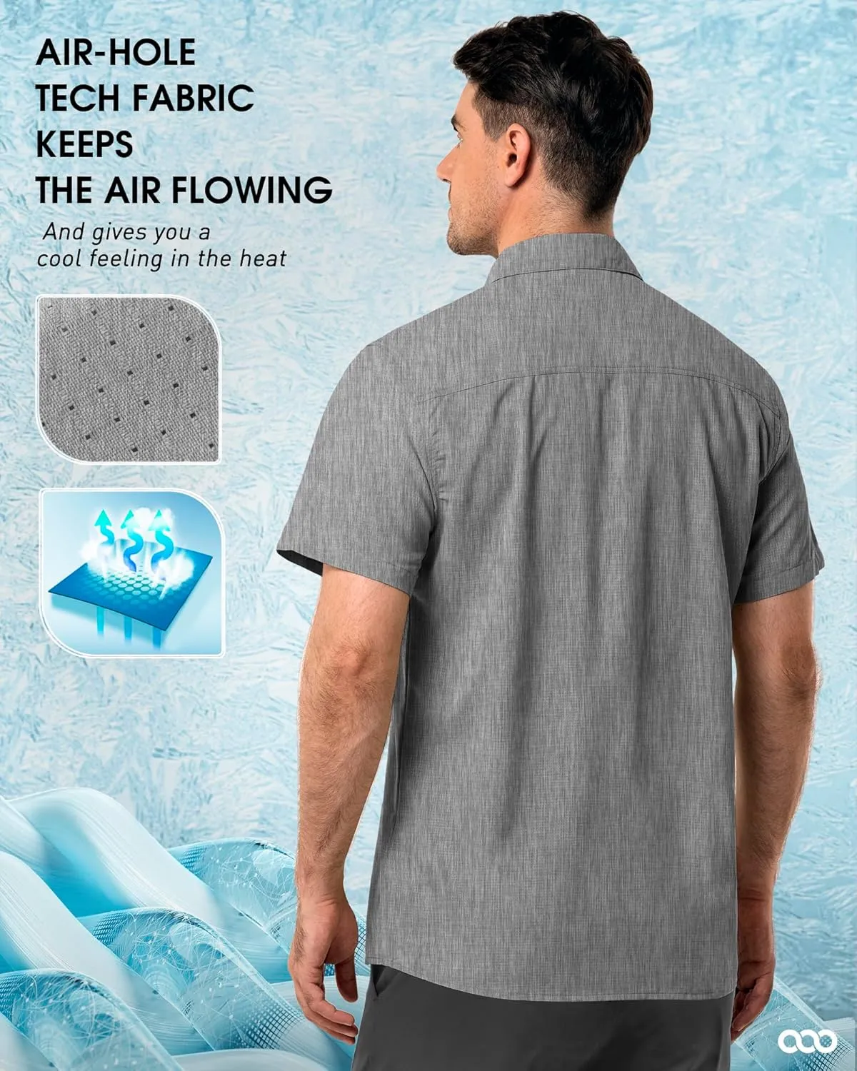 33,000ft Men's UPF 50  UV Short Sleeve Hiking Fishing Shirt Quick Dry Cooling PFG Sun Protection Shirt for Travel Safari