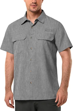 33,000ft Men's UPF 50  UV Short Sleeve Hiking Fishing Shirt Quick Dry Cooling PFG Sun Protection Shirt for Travel Safari