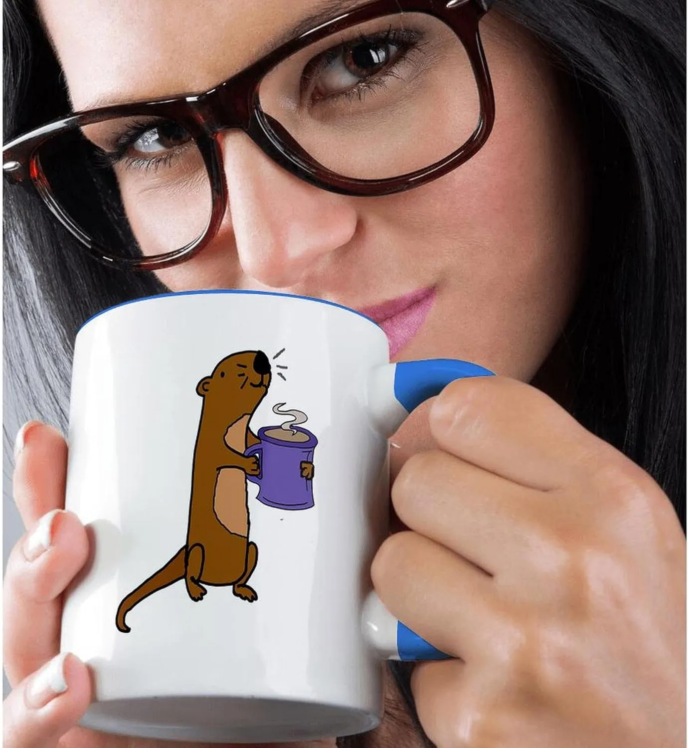 3dRose mug_255712_6 Funny Cute Sea Otter Drinking Coffee Mug, 11 oz