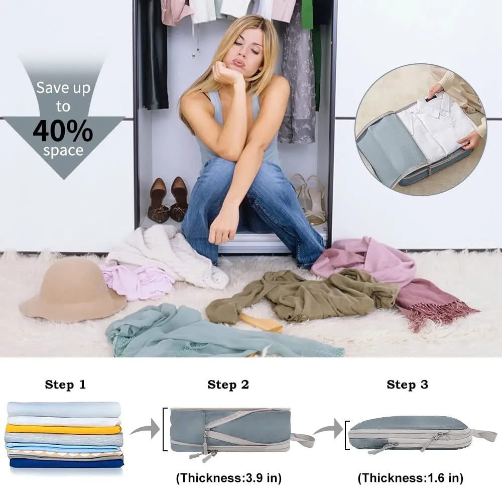 4 Pack Expandable Compression Packing Cubes for Blue HLC084