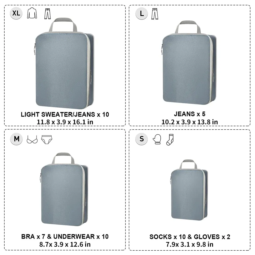 4 Pack Expandable Compression Packing Cubes for Blue HLC084