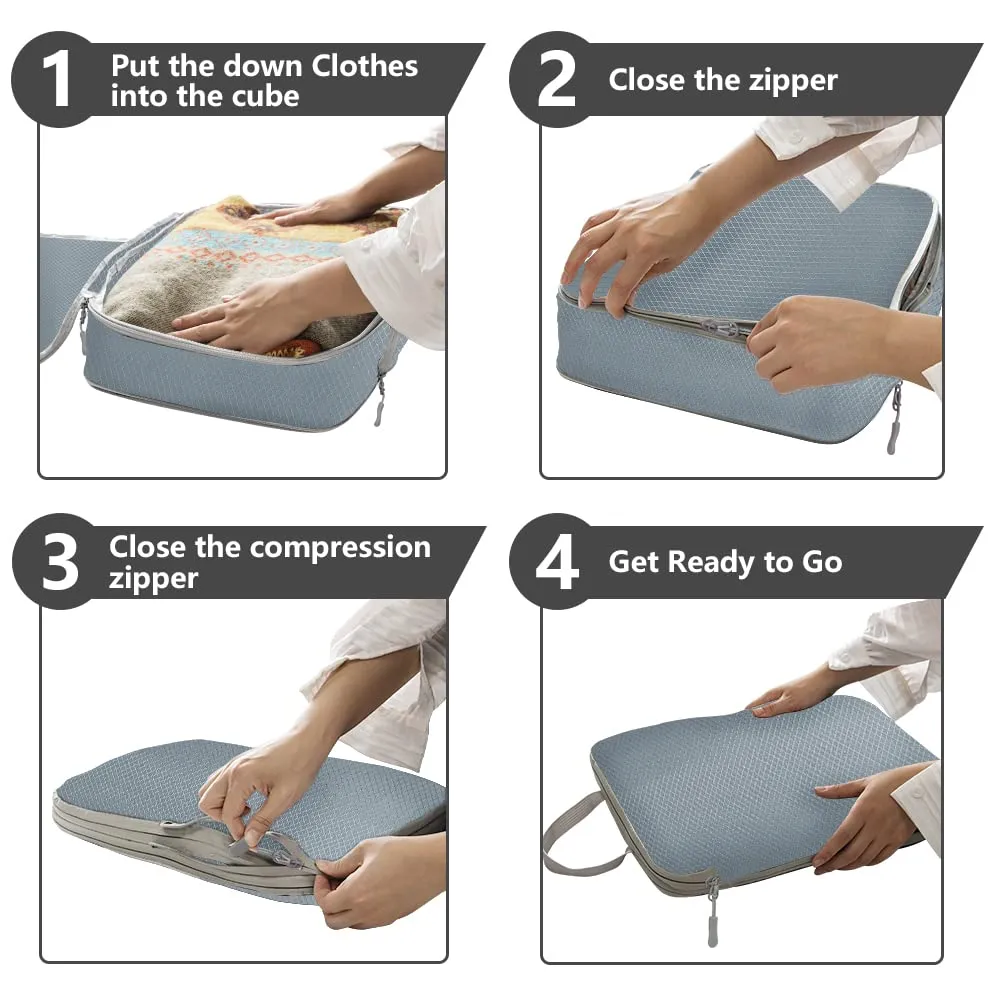 4 Pack Expandable Compression Packing Cubes for Blue HLC084